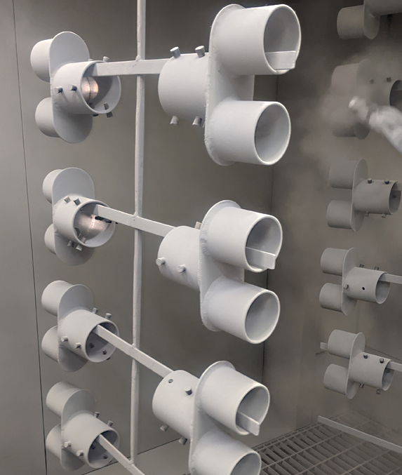 Powder coating colours displayed on buttons.