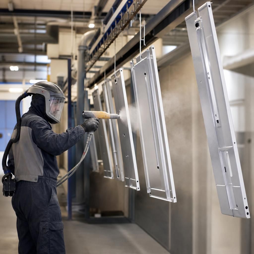 Environmentally friendly powder coating facility