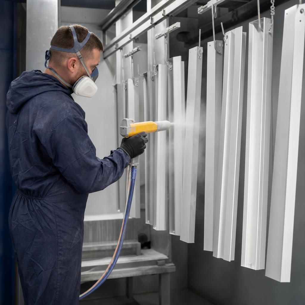 Professional team analysing coated aluminium parts