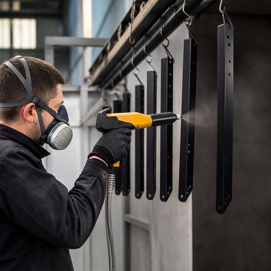 Black Powder Coated Aluminium with Nylon Finish