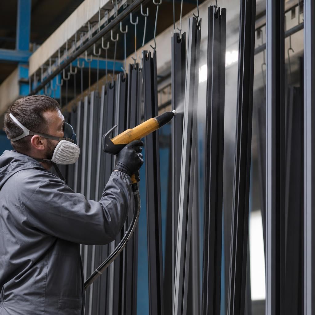 Close-up of aluminium panel with smooth coating