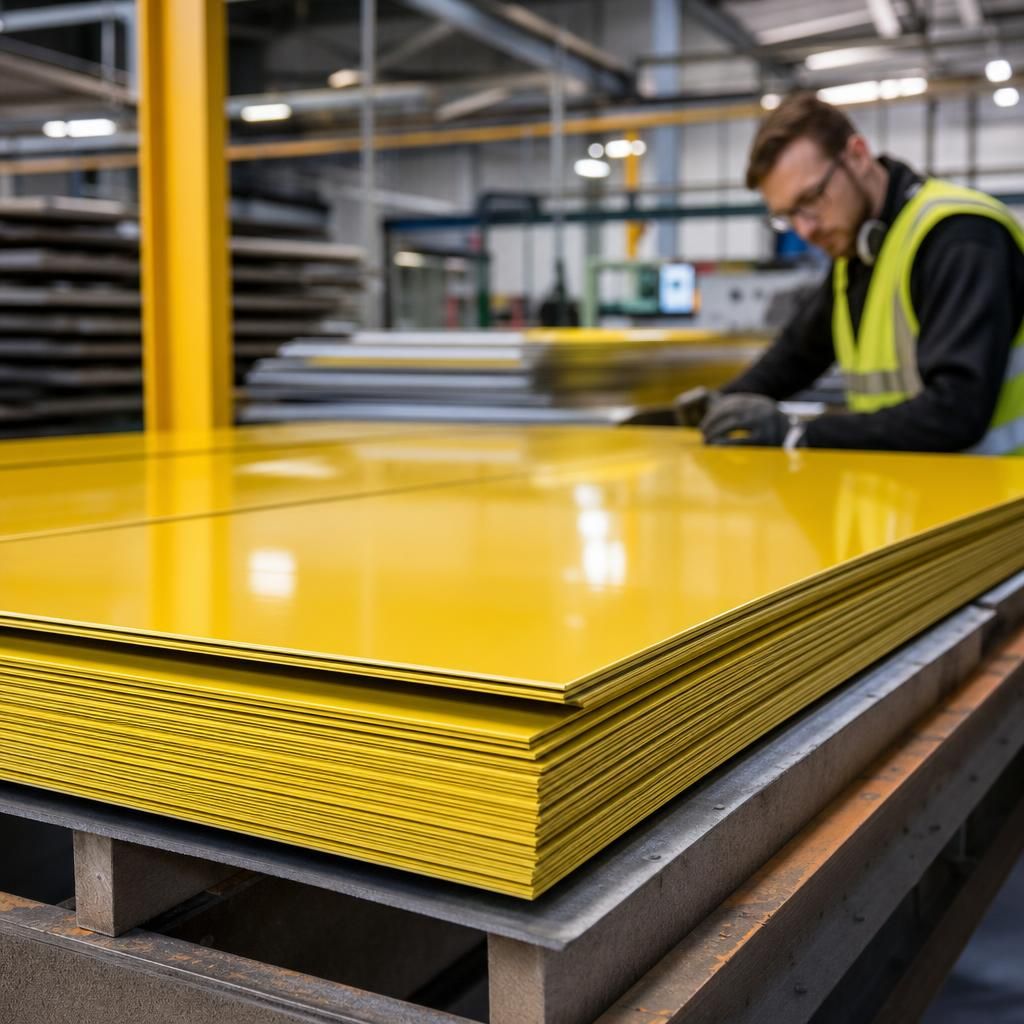 Bright yellow powder coated aluminium railings