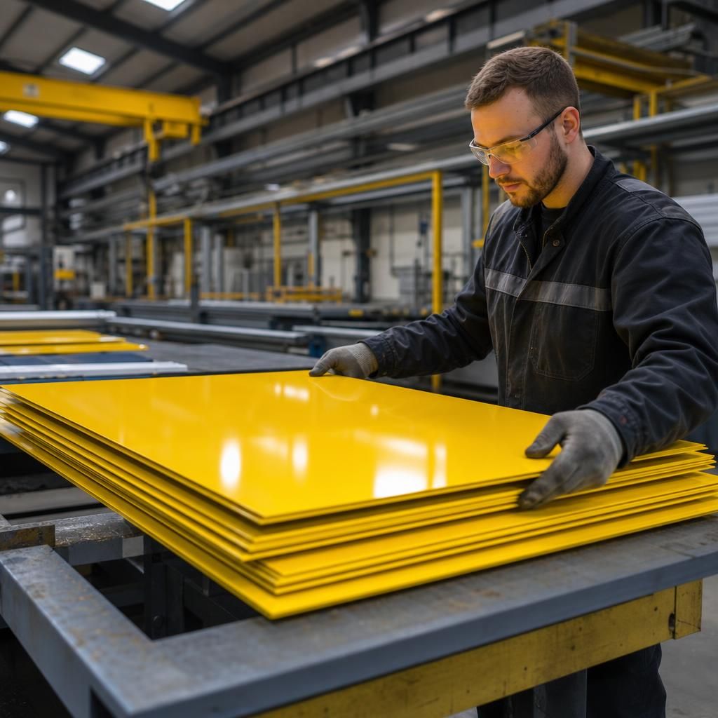 Industrial machinery with yellow powder coating