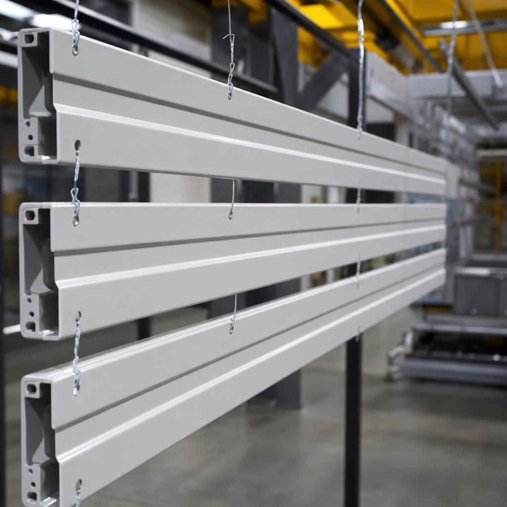 Light grey powder coated aluminium cladding