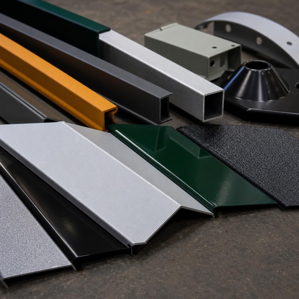 Selection of aluminium components featuring various powder coat finishes