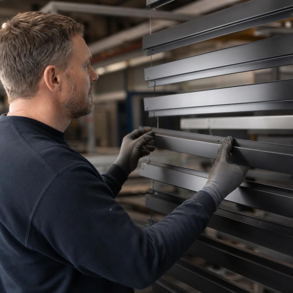 Collection of aluminium profiles prepared for powder coating