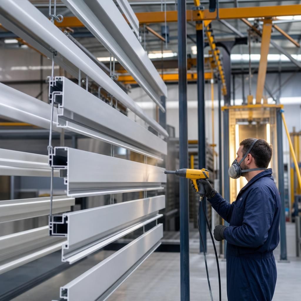 Industrial aluminium frames coated with powder finish
