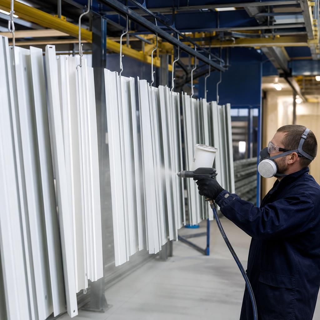 Nylon coating being applied on an aluminium surface