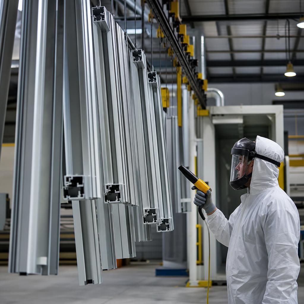 Texture powder coated aluminium section