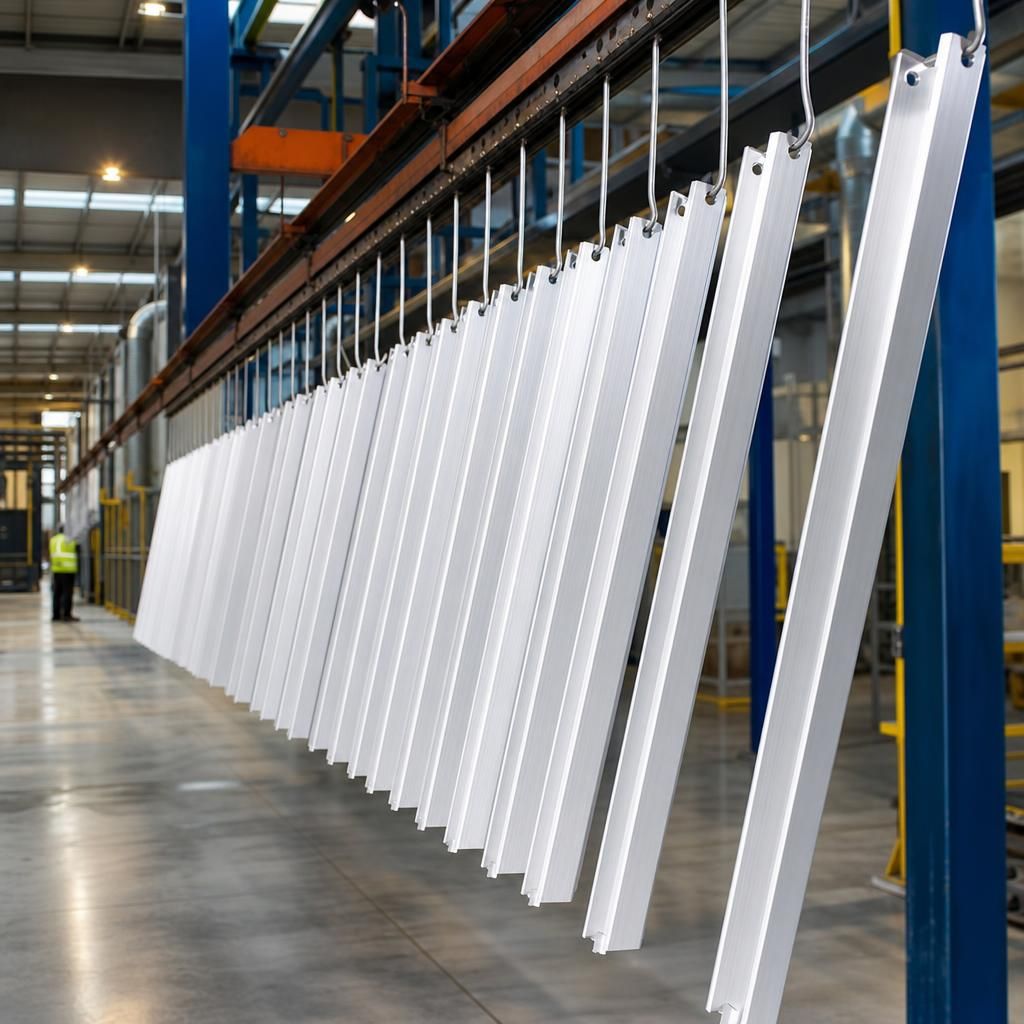 Powder coating application on transportation aluminium parts