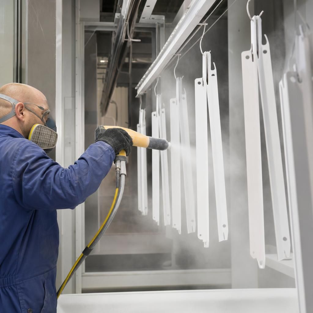 Detailed image of custom powder-coated component