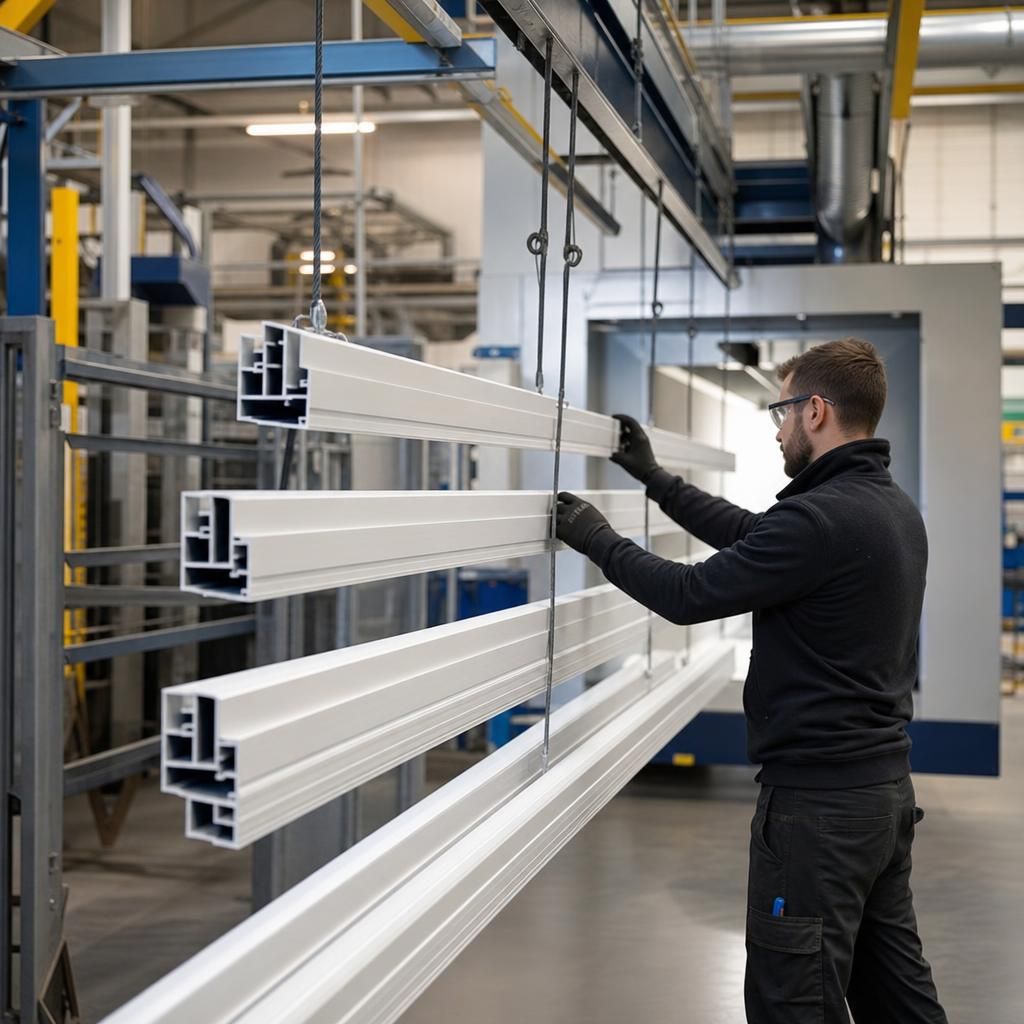 Powder coated aluminium structures