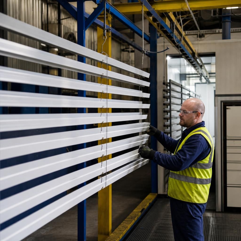 Specialist powder coatings being applied to aluminium