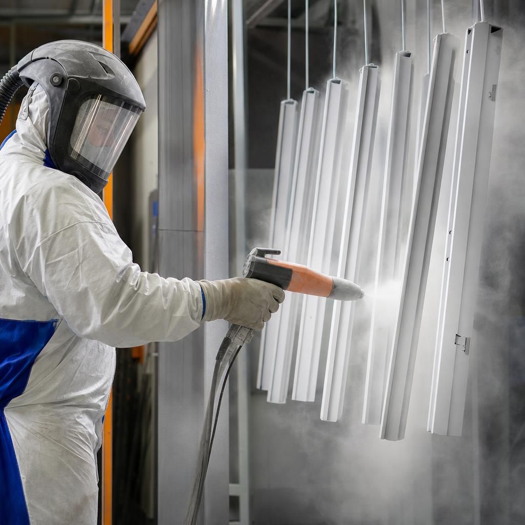 Aluminium surface being cleaned for powder coating