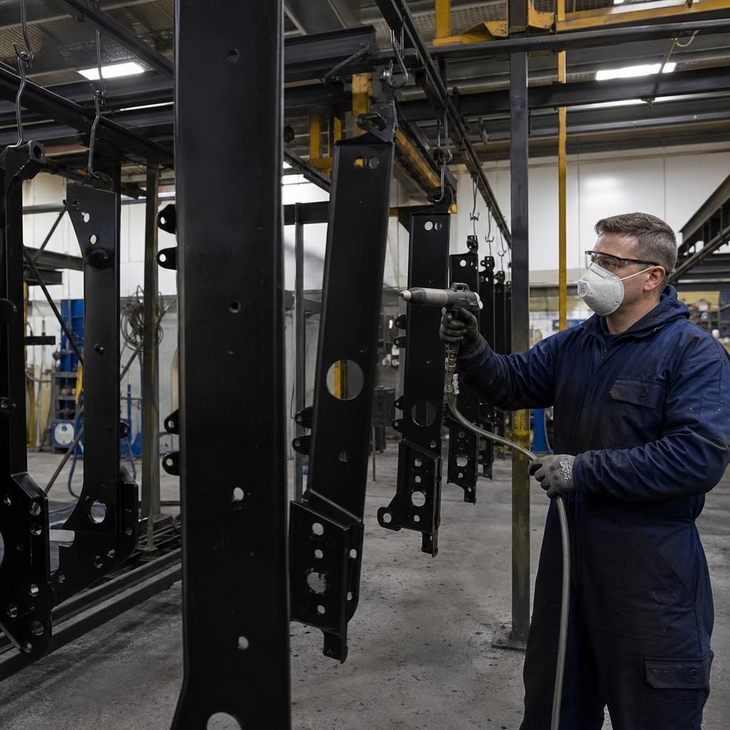 Image of construction steel framework with primer