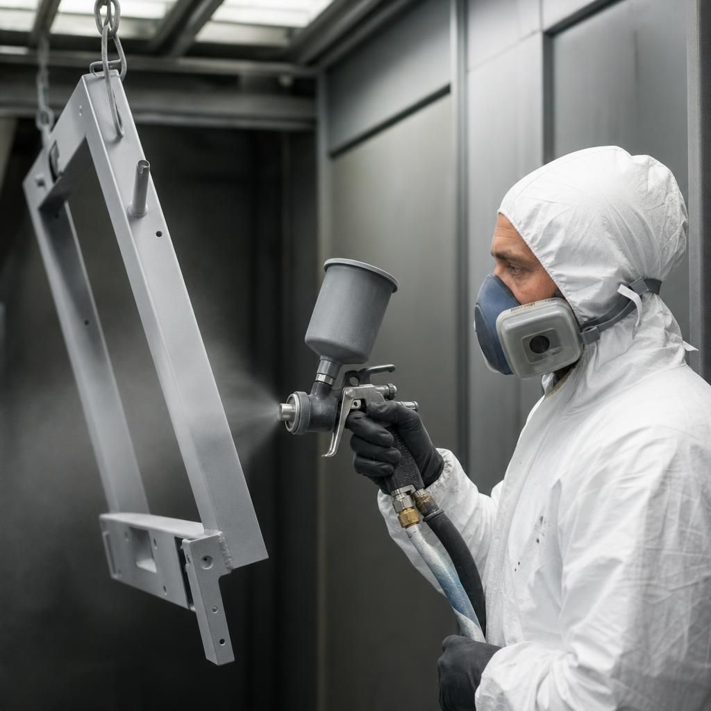 Close-up of Epoxy Primer Coating on Metal