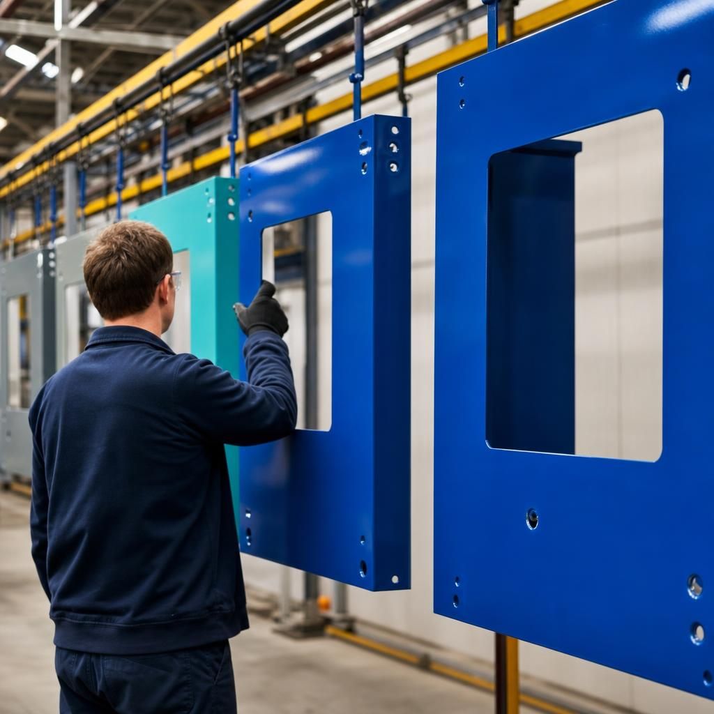 Electric Blue Powder Coating on Metal Piece
