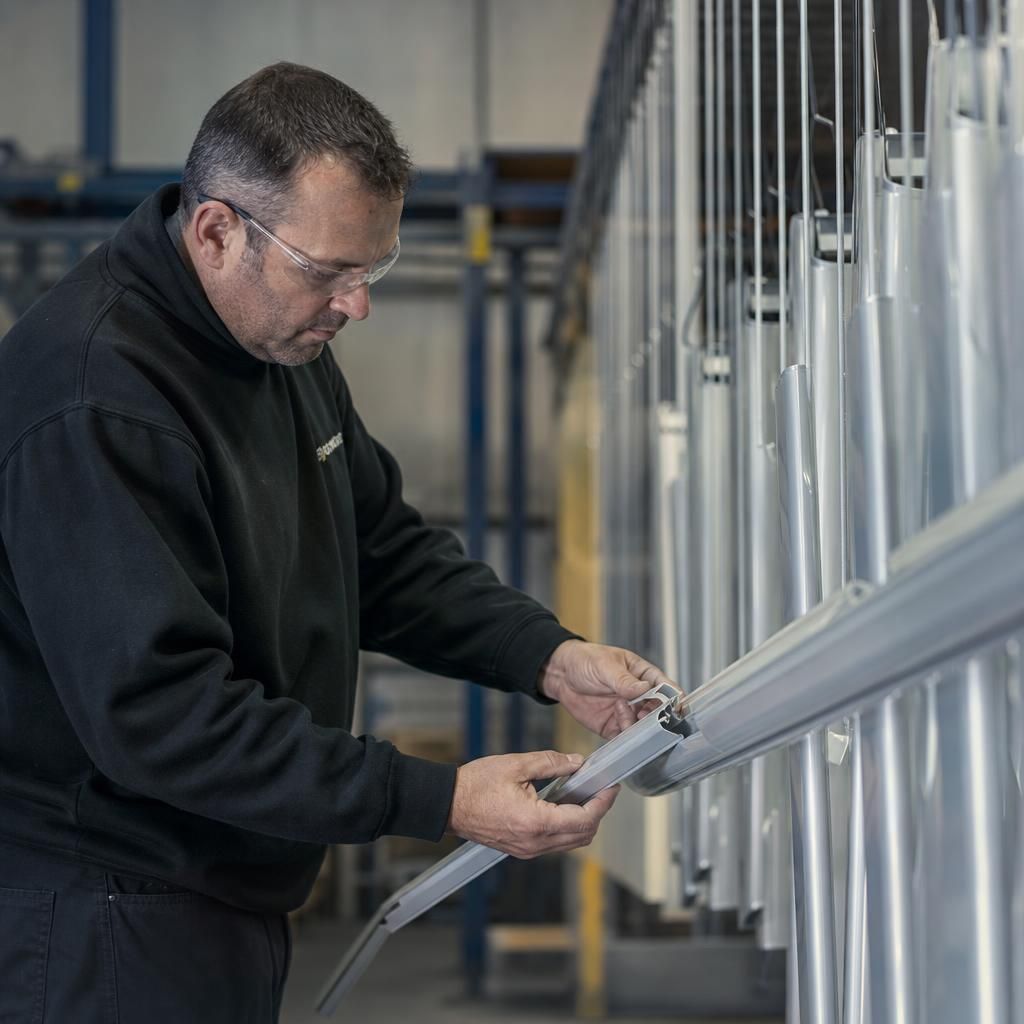 Close-up of powder coating thickness measurement