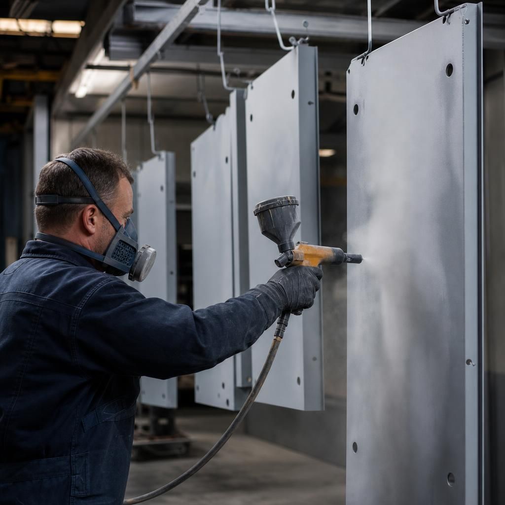 Powder coating oven with specified temperature settings