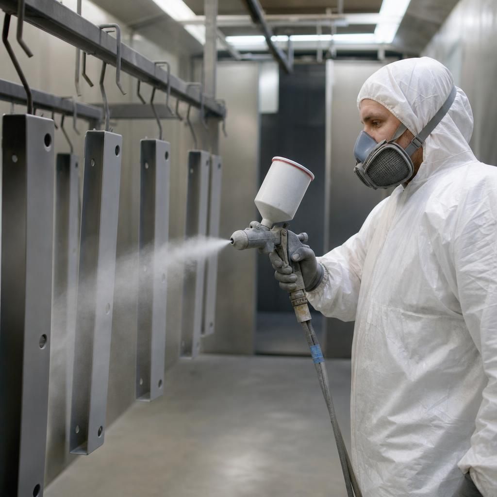 Zinc primer on metal surface close-up