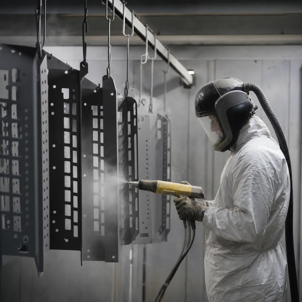 Industrial oven with powder-coated metal components