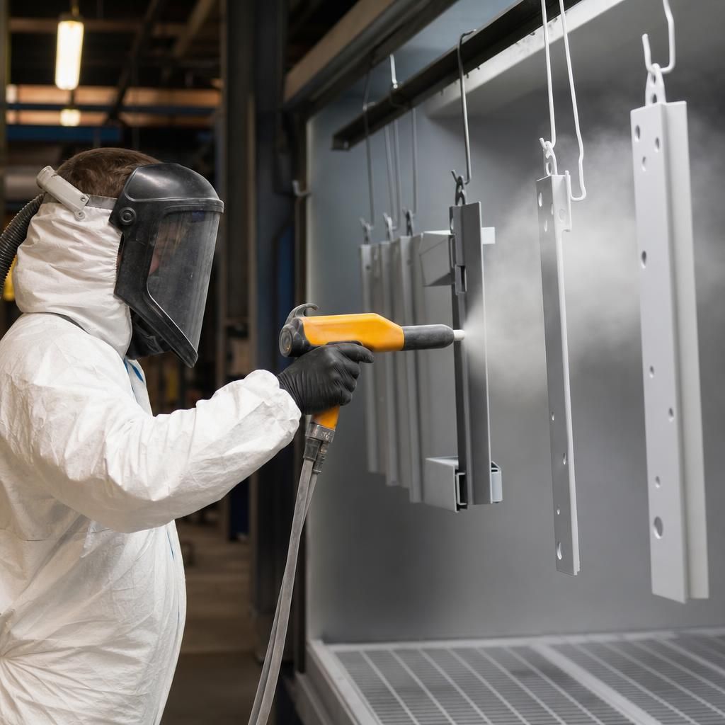 Metal component with a seamless finish after powder coating