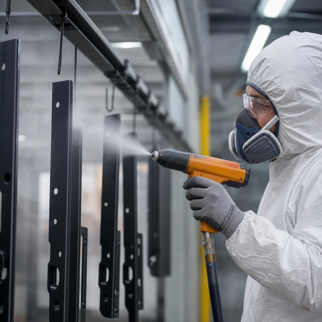 Epoxy polyester hybrid coating applied to a large metal component