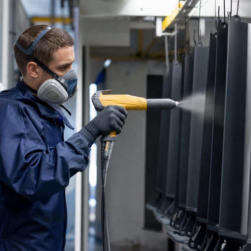Industrial machinery coated with a hybrid powder