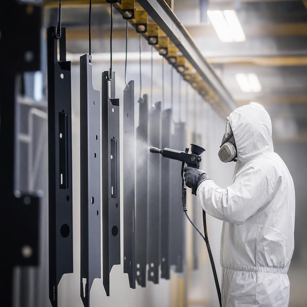 Automotive component protected with powder coating
