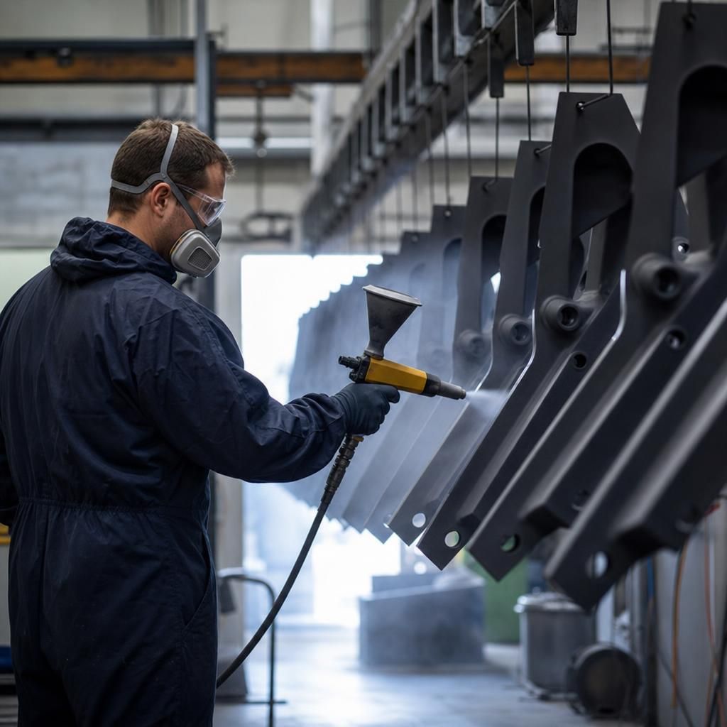 Fabricated metal parts with protective epoxy