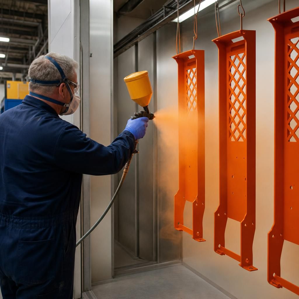 Automotive part with polyester powder coating