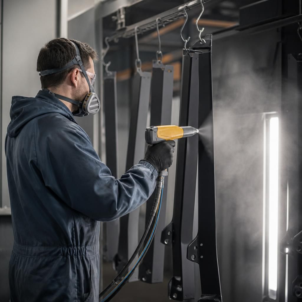 Precision metal fabrications with decorative thermoset finishes