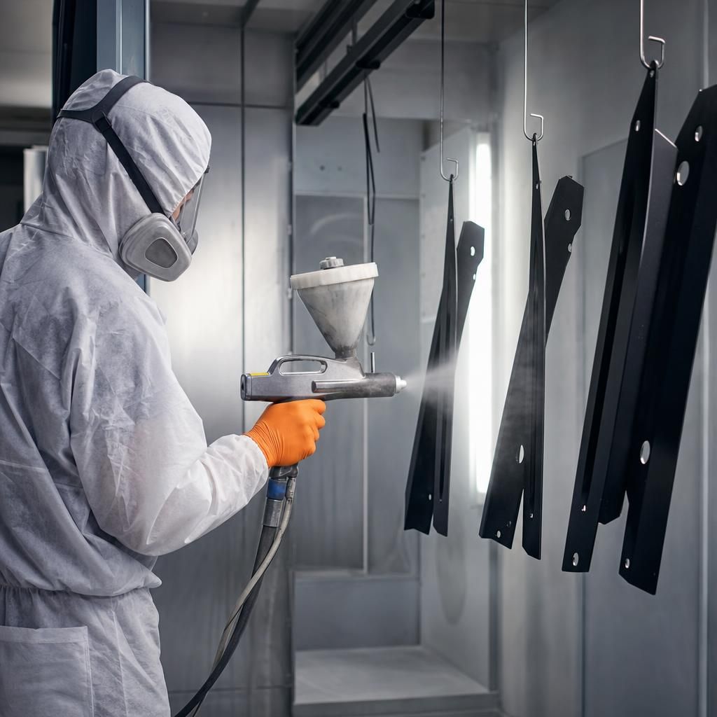 An industrial setting with large-scale coating facility