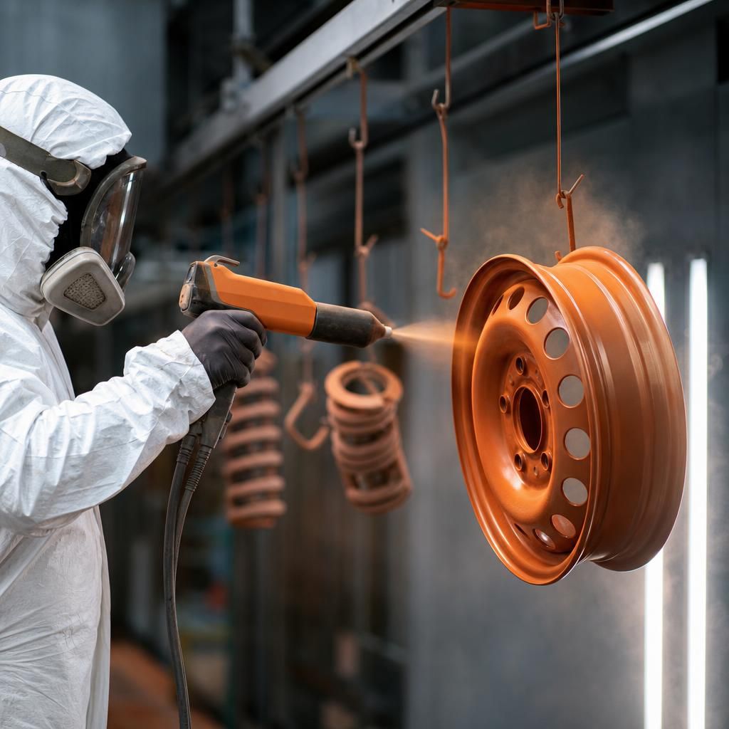Nylon powder coated metal component