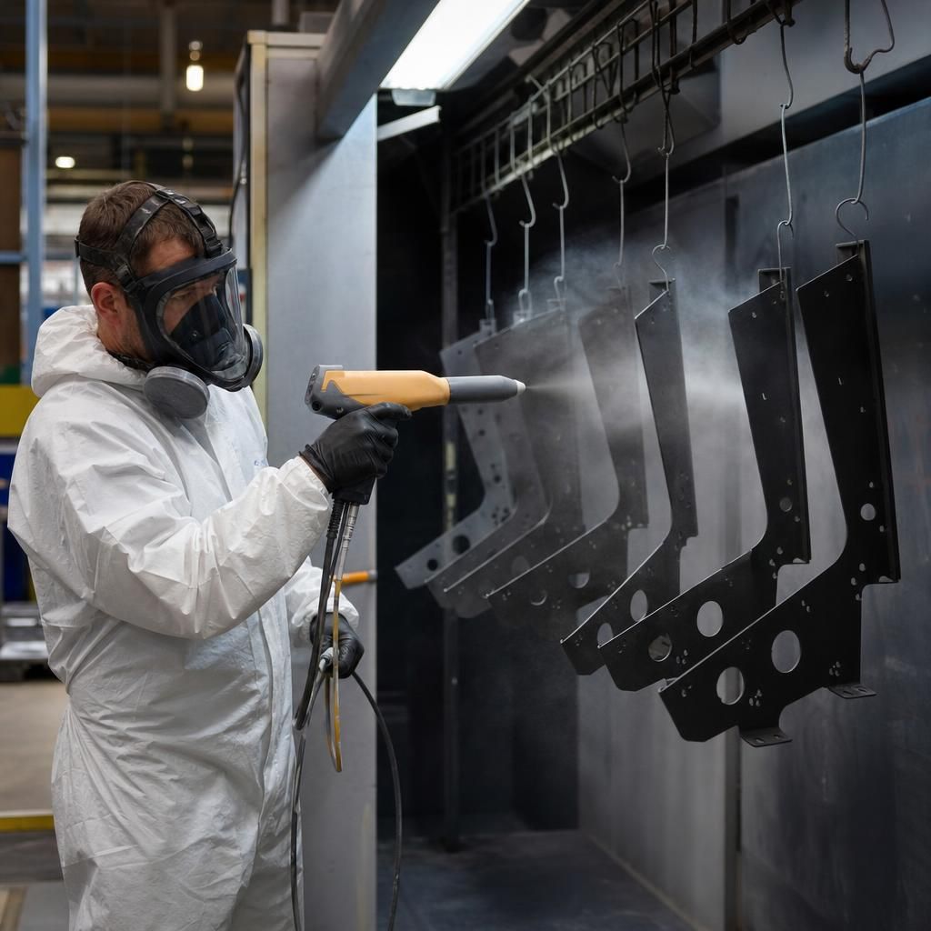 High temp powder coating applied to large-scale manufacturing equipment