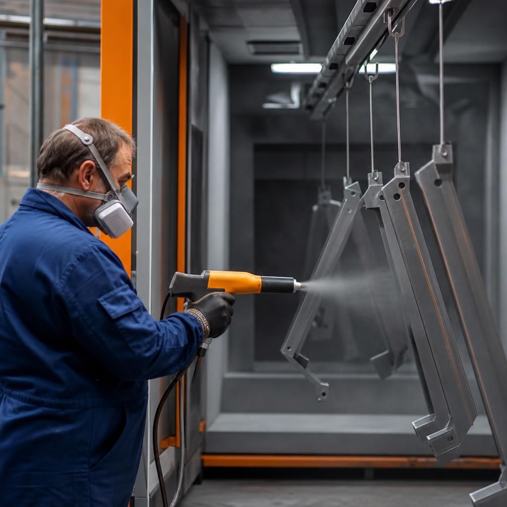 Powder-coated automotive part