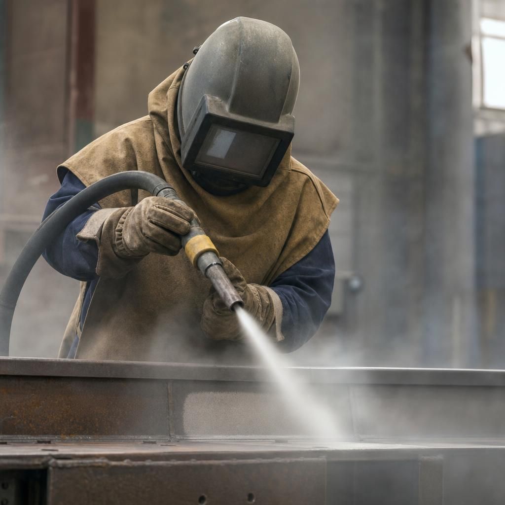 Close-up of abrasive grit used in sand blasting