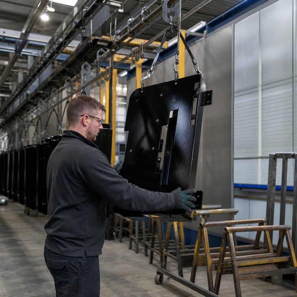 Precision coating for small parts in powder coating