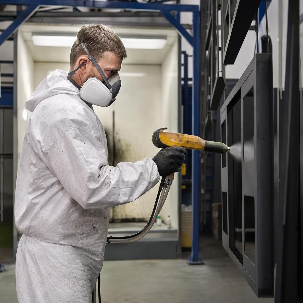 Metal parts in curing oven