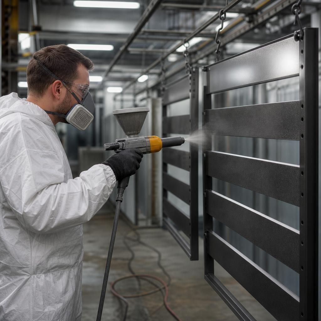 Rust resistant powder-coated steel beam