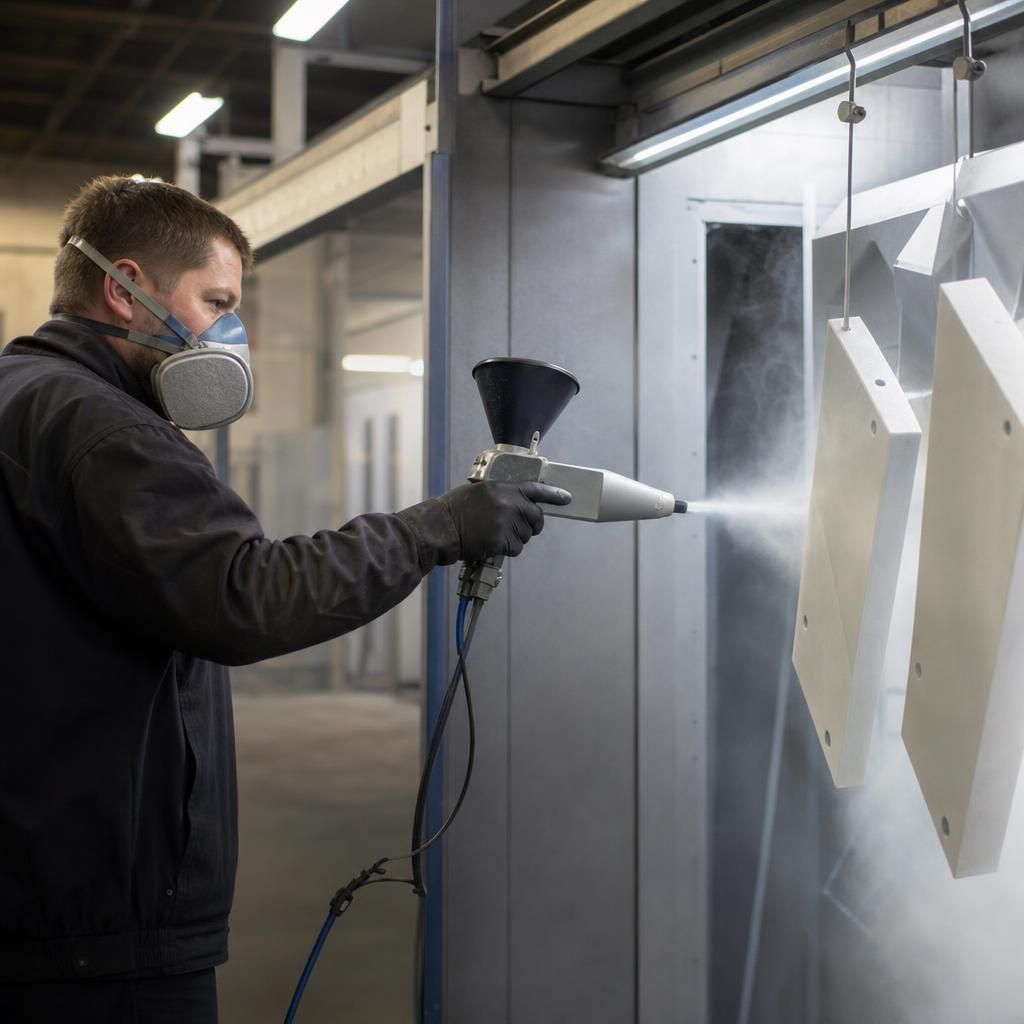 Batch powder coating process