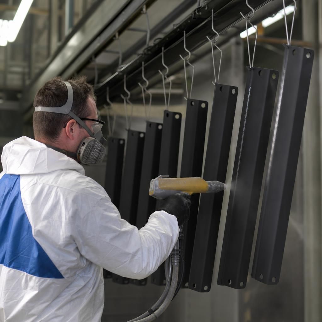 Close-up of nylon powder coating on metal