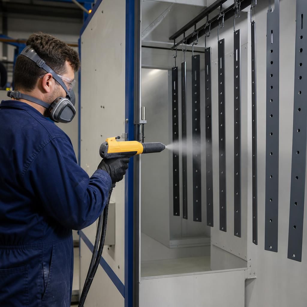 Metal substrate undergoing sandblasting