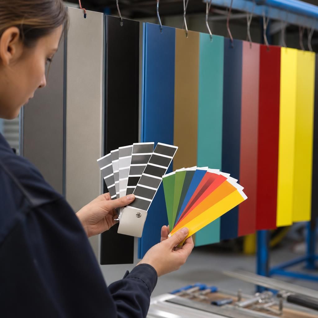 Custom colour powder coatings on various metal profiles