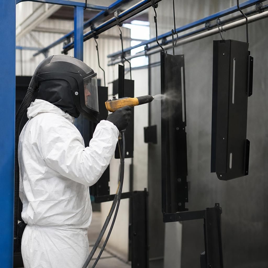Industrial equipment with a textured powder coating