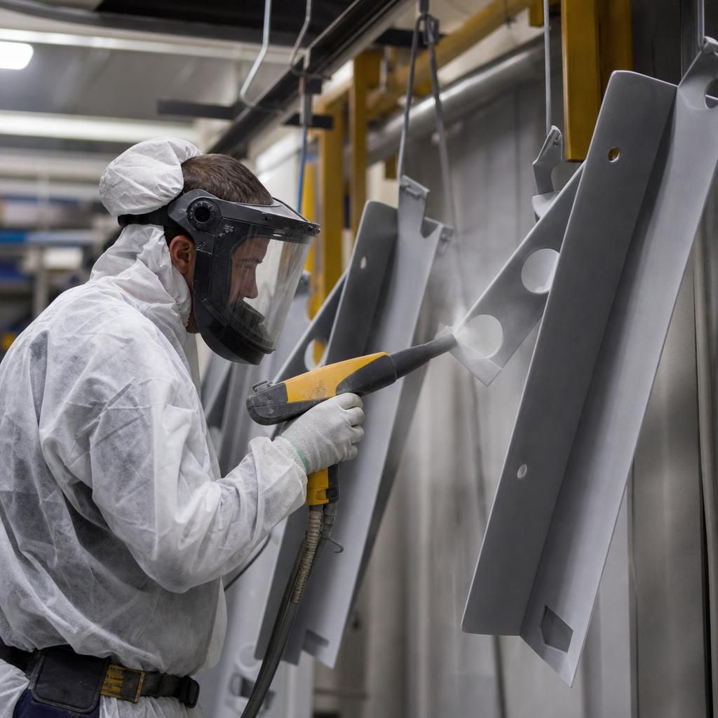 UV-cured powder coating on metal