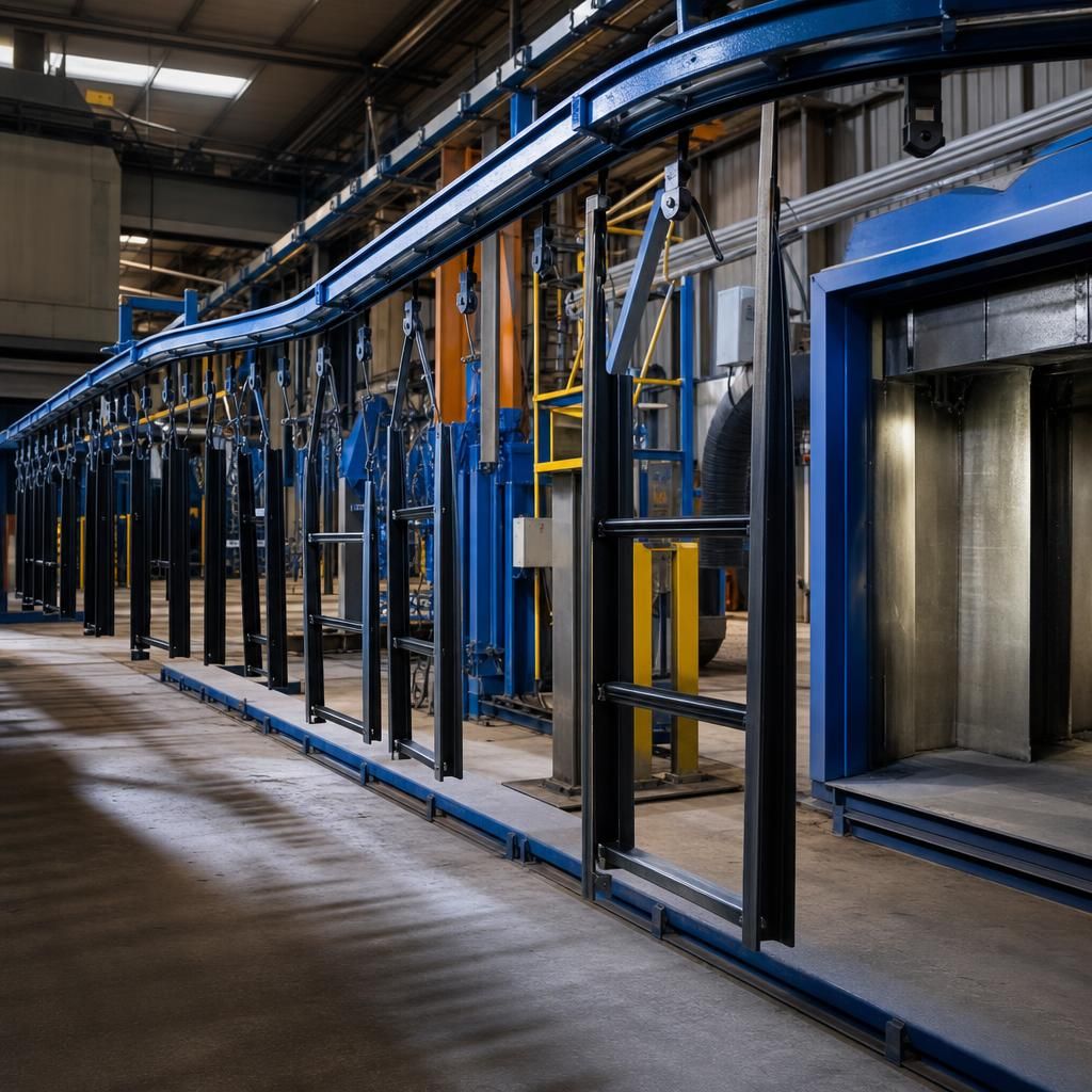 Construction Material Coating on Conveyor
