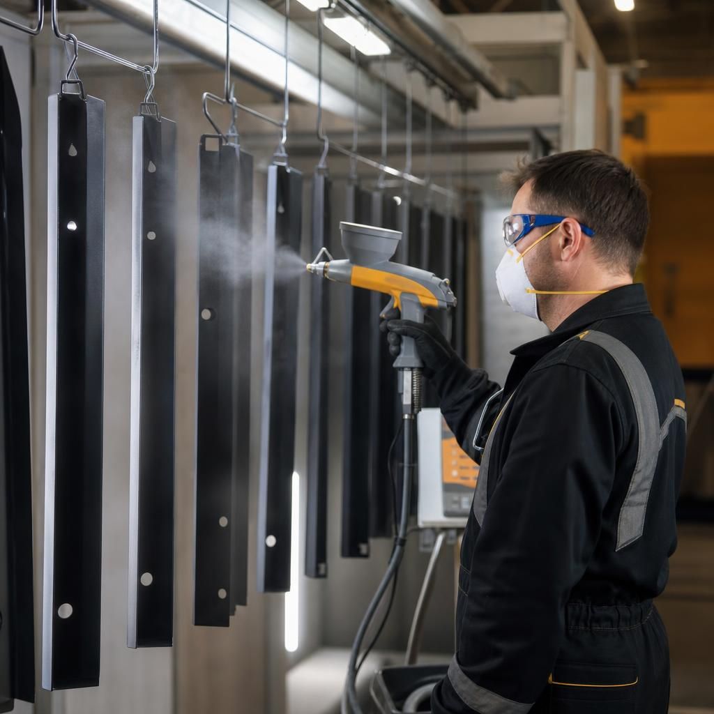 Close-up of a technician conducting an electrostatic recoating process