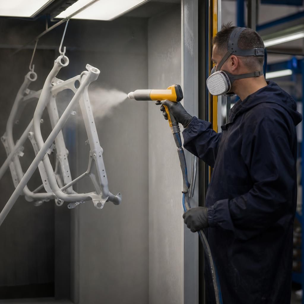 Technician using advanced equipment for electrostatic recoating