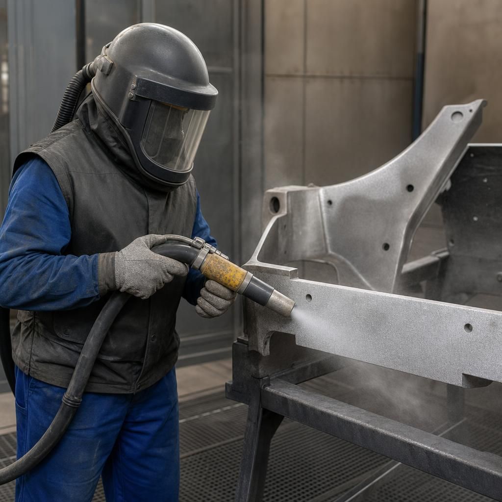 Specialised solvent being applied to an aluminium part